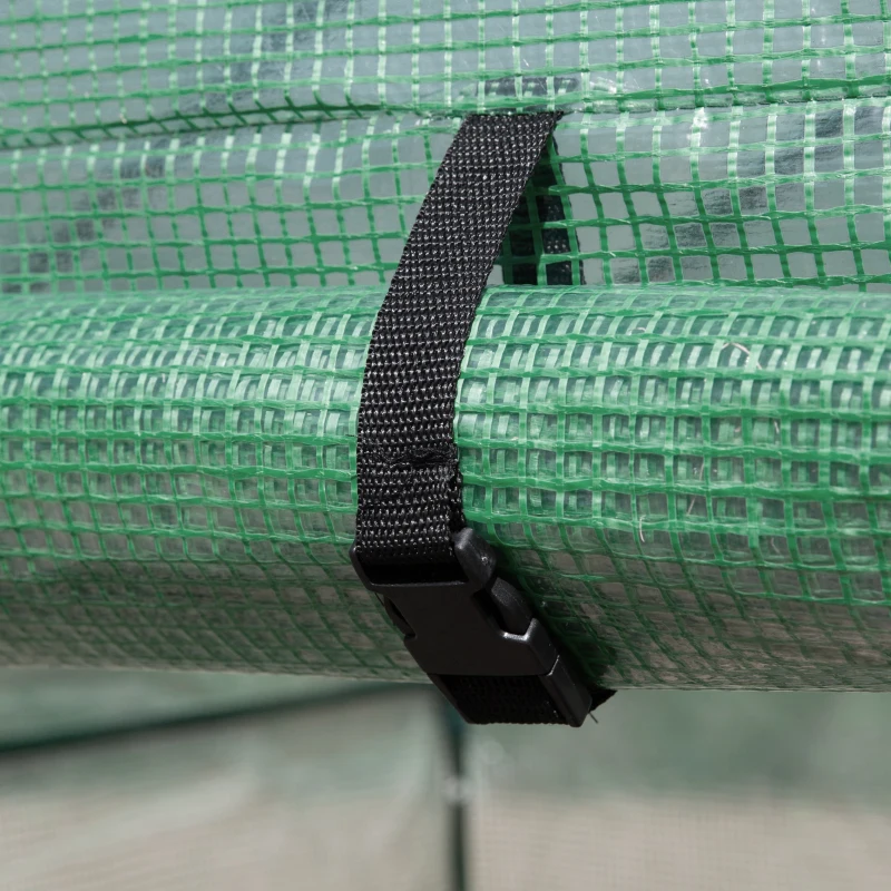 Outsunny 84"x 56" x 77" Walk-in Greenhouse 2-Tier Flower Rack Outdoor Plant Garden PE Cover Steel Frame with Roll up Door, Green