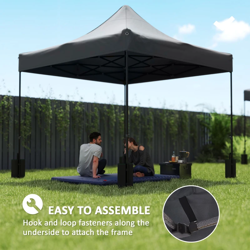 Outsunny 10' x 10' Replacement Canopy Top for Pop Up Canopy Tent with 4 Sand Bags, UPF50+ Protection, Dark Gray
