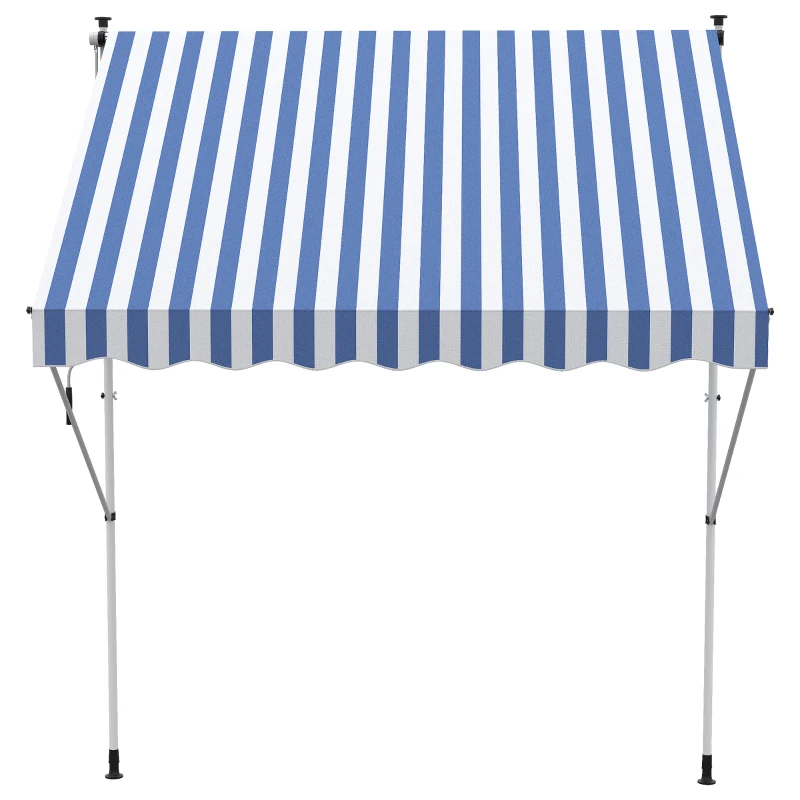 Outsunny 6.6'x5' Manual Retractable Patio Awning Window Door Sun Shade Deck Canopy Shelter Water Resistant UV Protector Blue