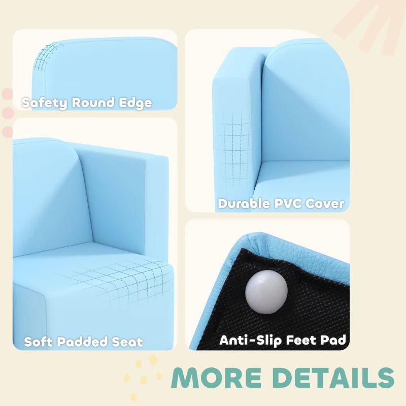 Qaba 2-in-1 Convertible Table and Chair Set for Boys Girls for Boys Girls, Light Blue