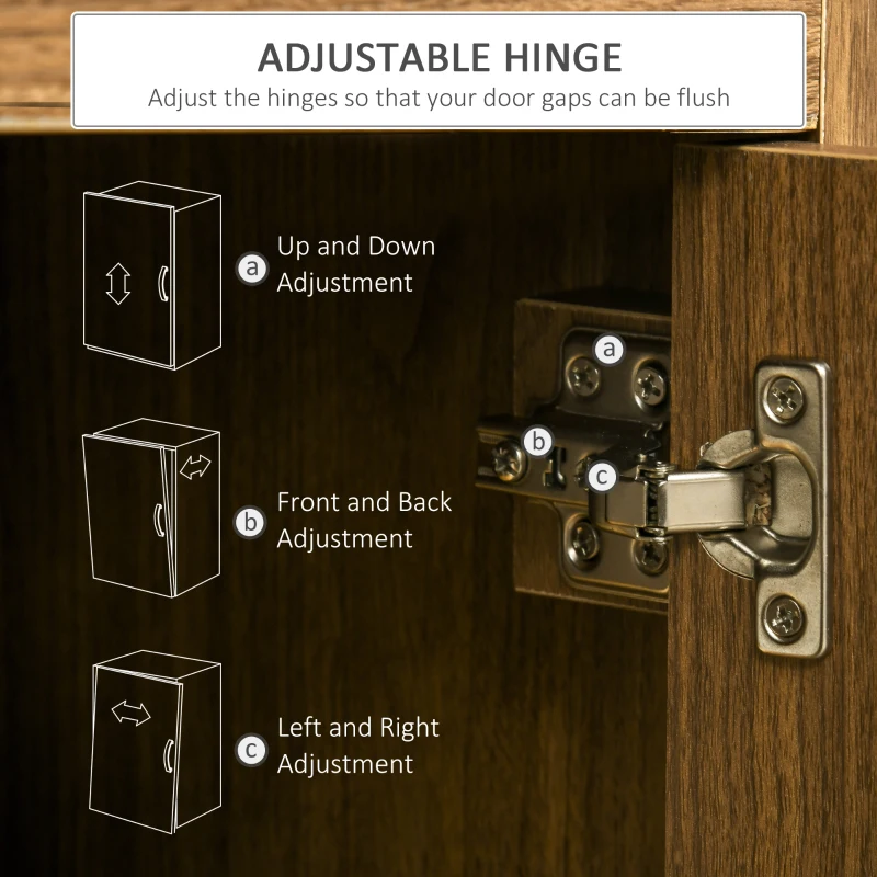 HOMCOM Sideboard Buffet Cabinet, Glass Door Credenza, Coffee Bar Cabinet with Adjustable Shelf, Natural