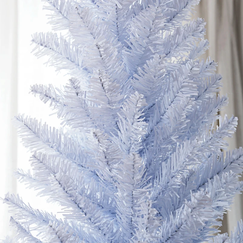 HOMCOM 8ft Unlit Pencil Artificial Christmas Tree with Realistic Branches and 618 Tips, Plastic Base, White