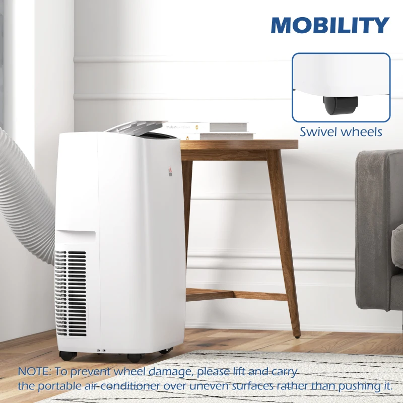 HOMCOM 12,000 BTU Mobile Air Conditioner 549 Sq. Ft., Dehumidifier Fan Auto Sleep with 24H Timer On/Off, Window Kit