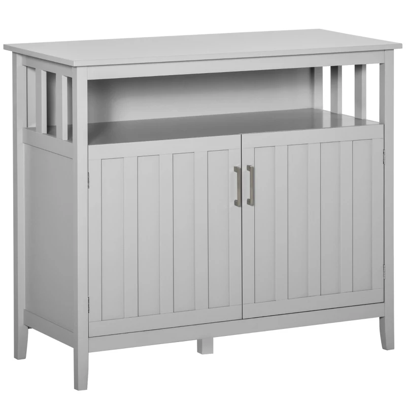 HOMCOM Sideboard Buffet Server Storage Cabinet Console Table with 2 Doors and Adjustable Shelves for Kitchen & Dining Room, Grey