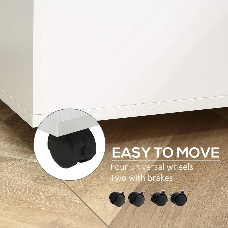 Vinsetto 2 Drawer File Cabinet with Lock and Keys, Mobile Vertical Filing Cabinet with Wheels and Drawers, Home Office Cabinet, White