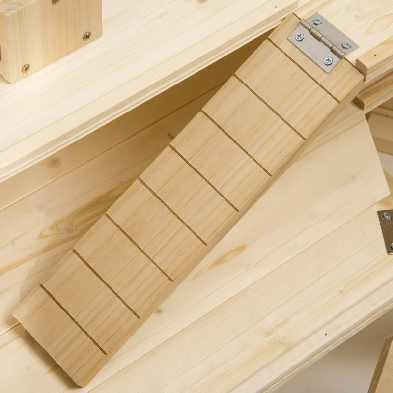 PawHut Wooden Large Hamster Cage Mouse Rats Small Animal Exercise Play House 3 Tier with Tray, Seesaws, Water Bottle