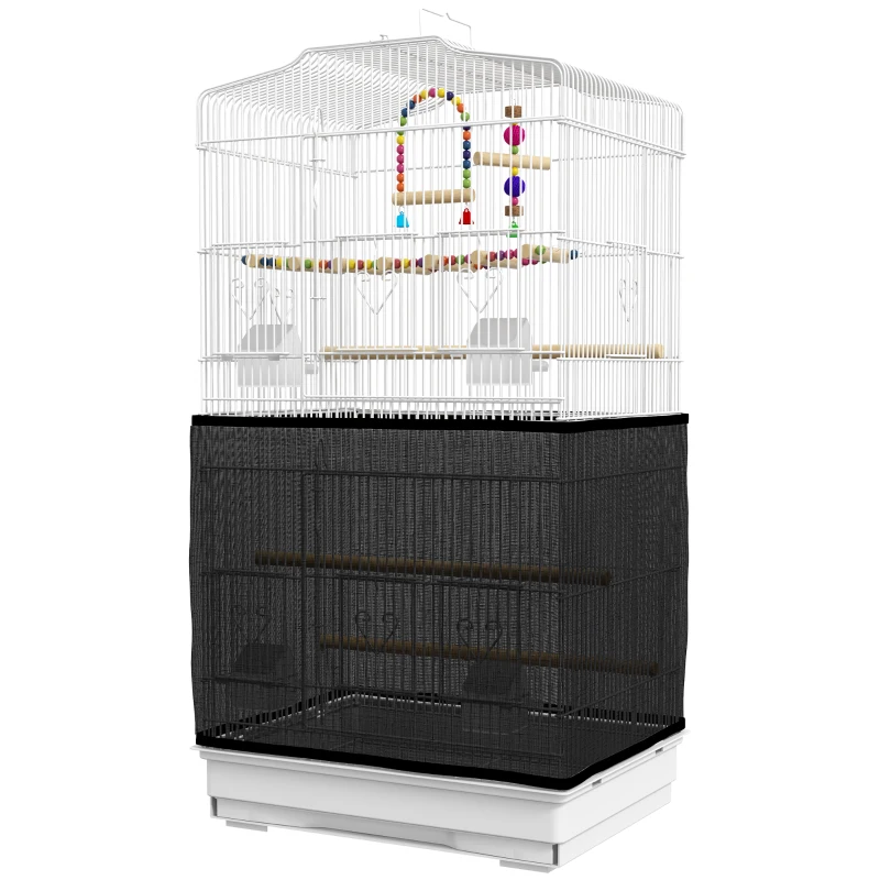 PawHut 36" Bird Cage with Accessories, Handle, Mesh Cover, Tray, White