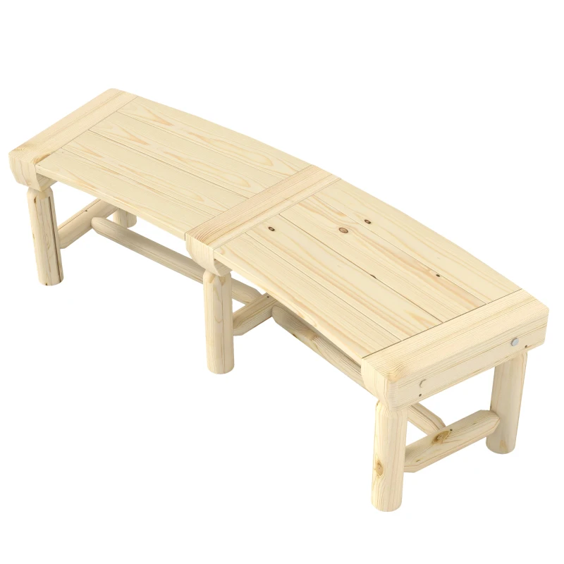 Outsunny Wooden Outdoor Bench, Wrap Around Tree Bench with Slatted Seat for Yard, Garden, Deck, Lawn, Natural