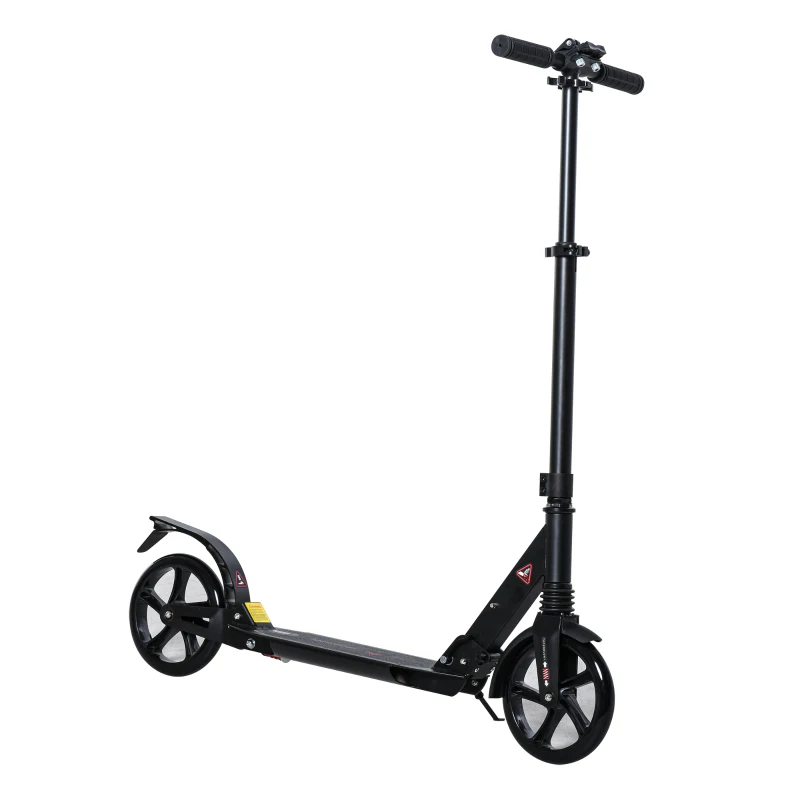 Soozier Kick Scooter Foldable Aluminum Ride On Toy For 8+ Adult Teens with Foot Brake, Adjustable Handle, 7.75'' Big Wheels, Black