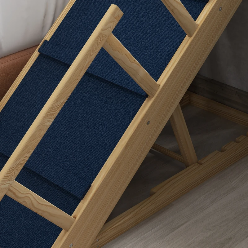 PawHut Dog Ramp, Adjustable Height Pet Steps, Foldable Dog Stairs with Non-slip Mat for Small to Large Dogs
