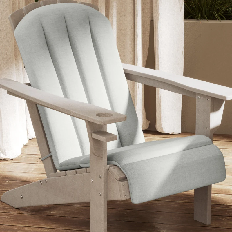 Outsunny Set of 2 Patio Chair Cushions, High Back Adirondack Chair Cushion with Ties, High-Density Foam, Light Grey