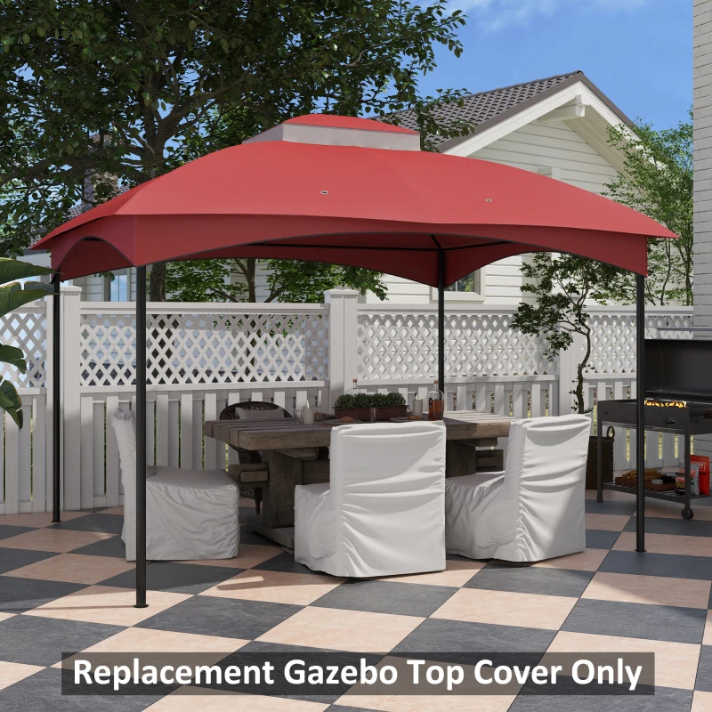 Outsunny 10' x 12' 2-Tier Gazebo Cover, Patio Gazebo Canopy Replacement with Drainage Holes for 84C-210 Series, Wine Red
