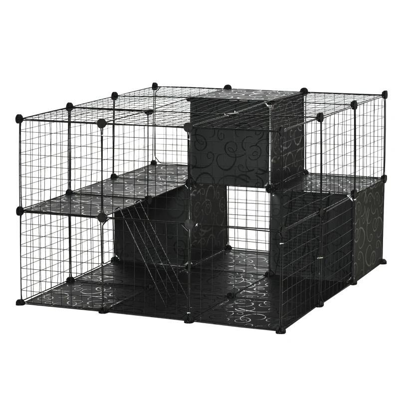 PawHut 56 Panels Pet Playpen Small Animal Cage for Rabbit