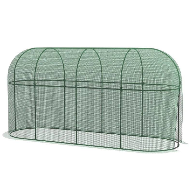 Outsunny 9.8' x 3.3' Plant Protector Tent, Crop Cage with Zipped Door and Ground Stakes for Garden, Yard, Lawn