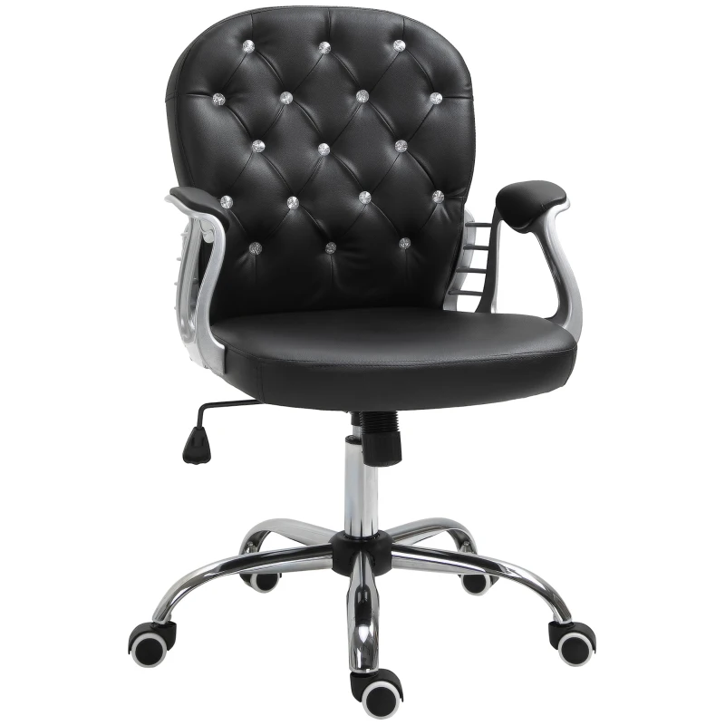 Vinsetto Office Chair, Comfortable Computer Desk Chair with Padded Seat and Adjustable Height, Tufted Back, Black