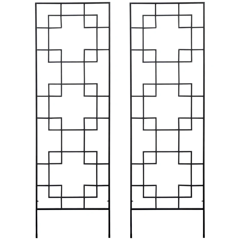 Outsunny 2 Pack Garden Trellis for Climbing Plants, Outdoor Metal Grid Panels for Roses, Vine Flower, Cucumber, Clematis, 72" Tall