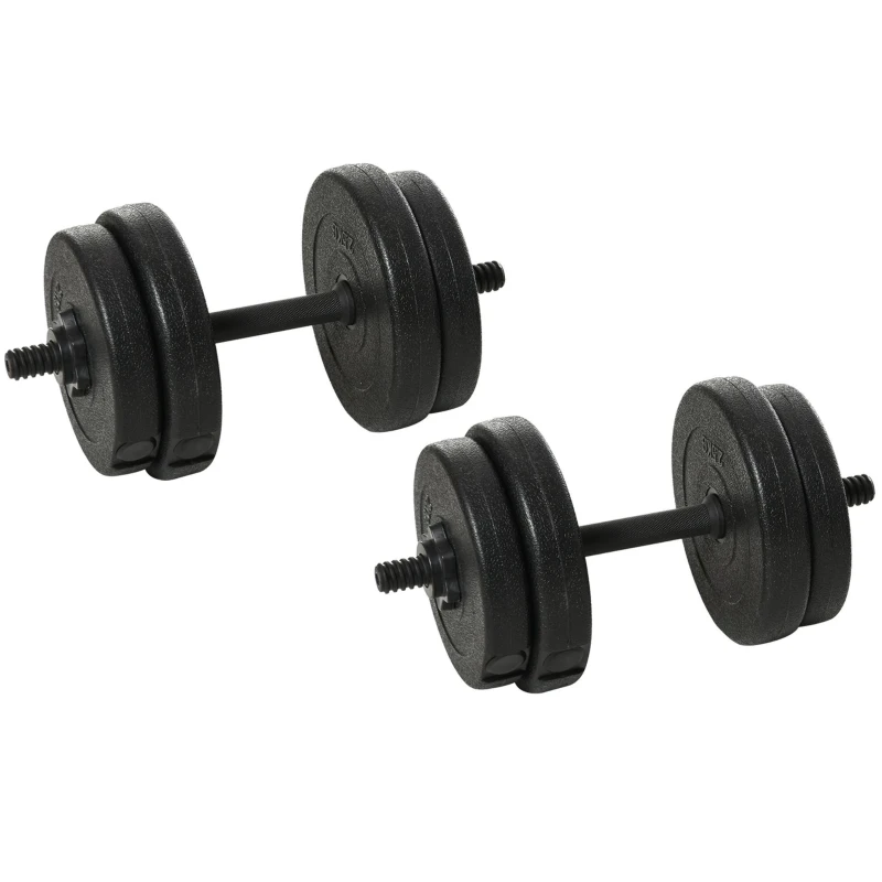 Soozier Adjustable 2 x 22lbs Weight Dumbbell Set for Weight Fitness Training Exercise Fitness Home Gym Equipment, Black (Pair)