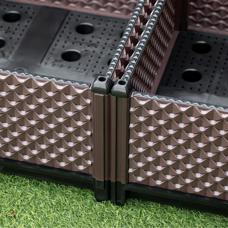 Outsunny Set of 4 Garden Raised Bed Kit, DIY Elevated Planter Box, Flower Vegetables Planting Container with Self-Watering Design and Drainage Holes for Indoor & Outdoor Use