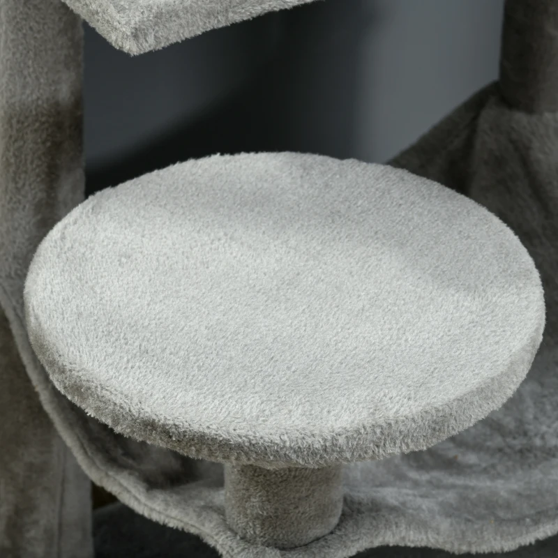 PawHut Tall Cat Tree for Indoor Cats, 56" Multi-Level Cat Tower with Hammock, Cat Bed, Cat Condo with Sisal Scratching Posts, Grey