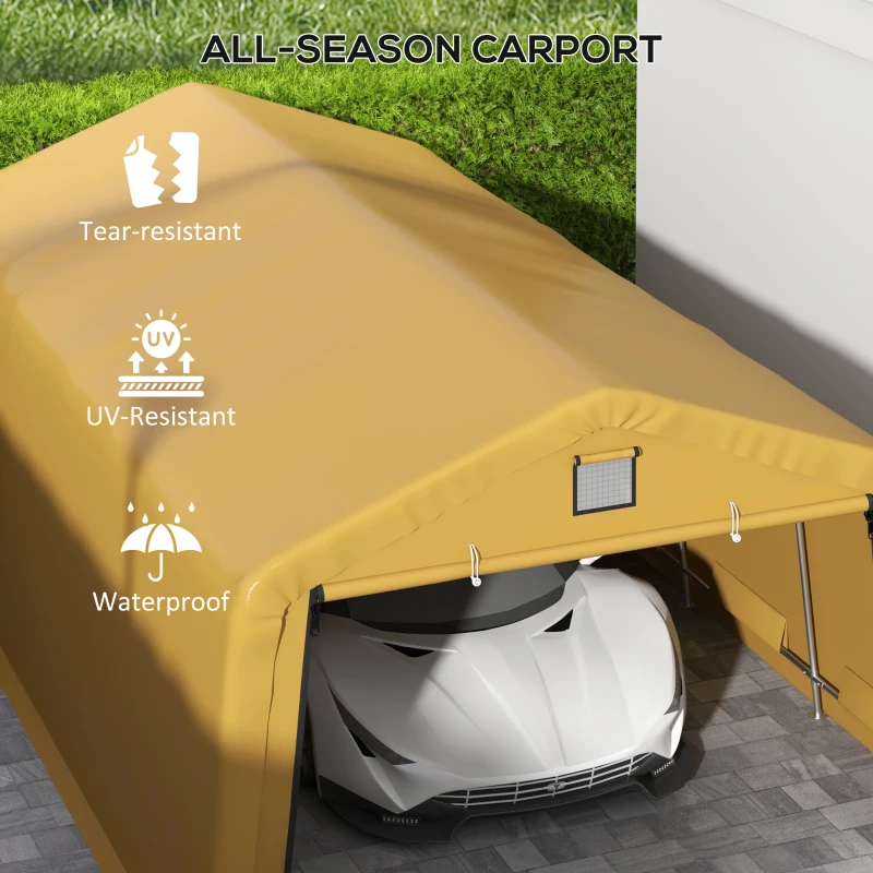 Outsunny Carport 12' x 20' Portable Garage, Heavy Duty Car Port Canopy with Ventilation Windows and Large Roll-up Door, Yellow