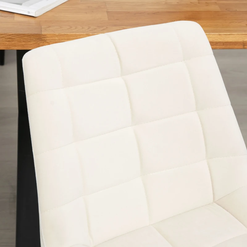 HOMCOM 2 Pieces Dining Chairs, Set of 2 Upholstered Kitchen Chairs with Padded Seat and Steel Legs for Living Room Cream White