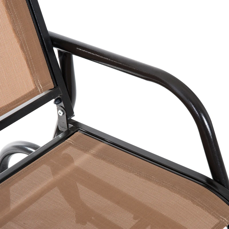 Outsunny 2 Person Steel and Mesh Fabric Sling Weather Resistant Outdoor Patio Glider Double Swing Chair - Brown