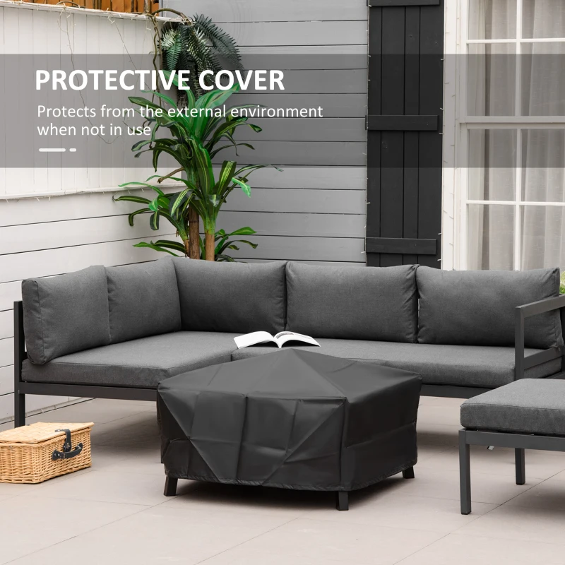 Outsunny 34" Fire Pit with Grill, Metal Outdoor Wood Burning Firepit with Spark Screen, Fire Poker, Cover, Table Lip, Black