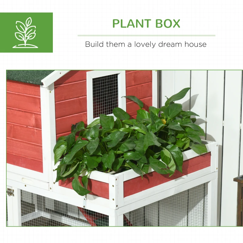 PawHut Wooden Chicken Coop Hen House Poultry Cage for Outdoor Backyard with Raised Garden Bed, Run Area, Nesting Box and Removable Tray,
