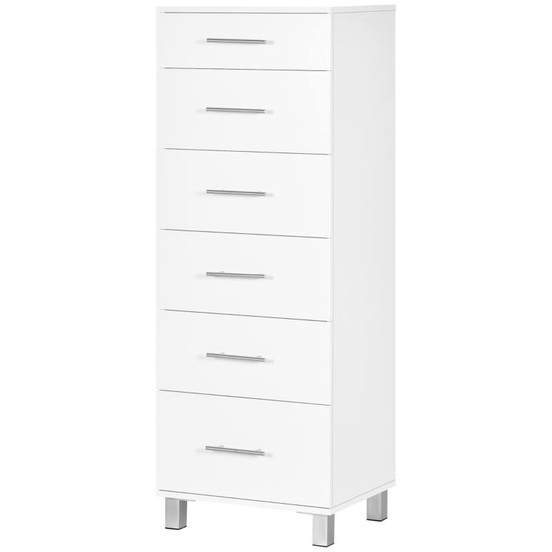 HOMCOM Chest of Drawers, Dresser with 6 Drawers for Bedroom, 6 Drawer Dresser for Living Room, White