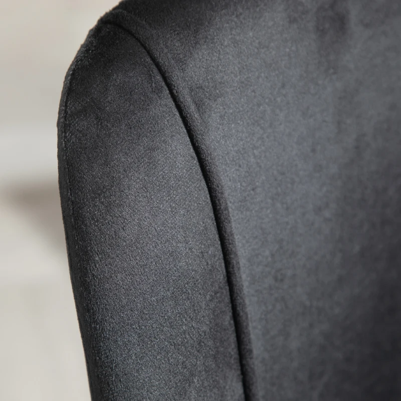 HOMCOM Upholstered Dining Chairs Set of 4, Velvet Accent Chair with Back and Wood-grain Steel Leg for Kitchen, Black