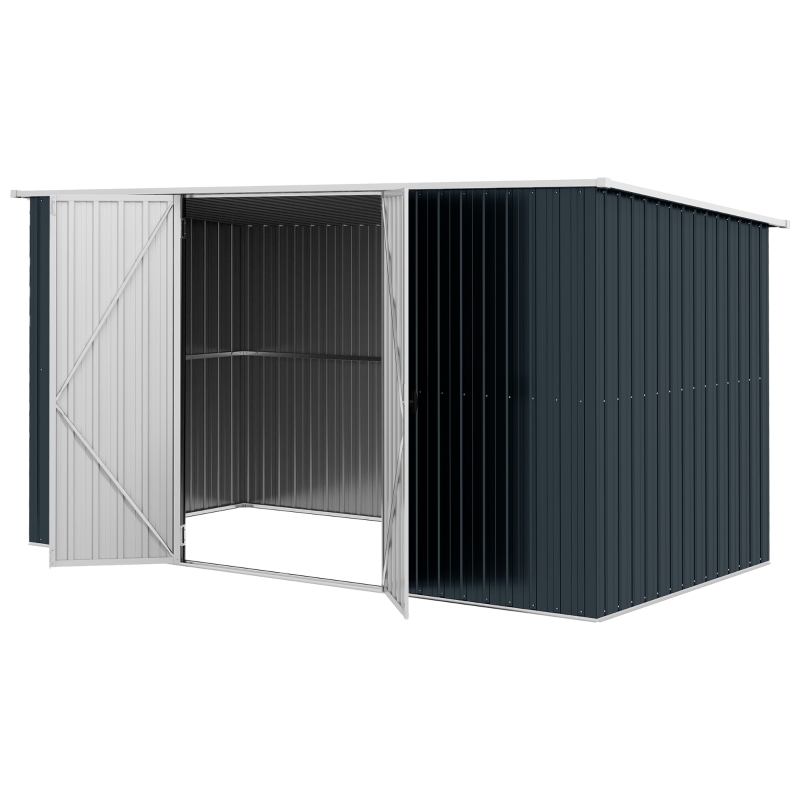 Outsunny 11' x 6' Storage Shed w/ Lockable Door, Galvanized Metal