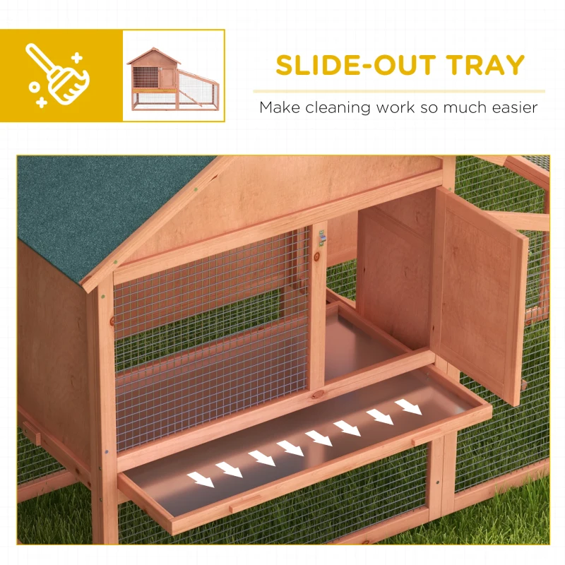 PawHut 2 Tier Rabbit Hutch Outdoor Bunny House Guinea Pig Cage with Removable Tray, Ramp, Asphalt Roof