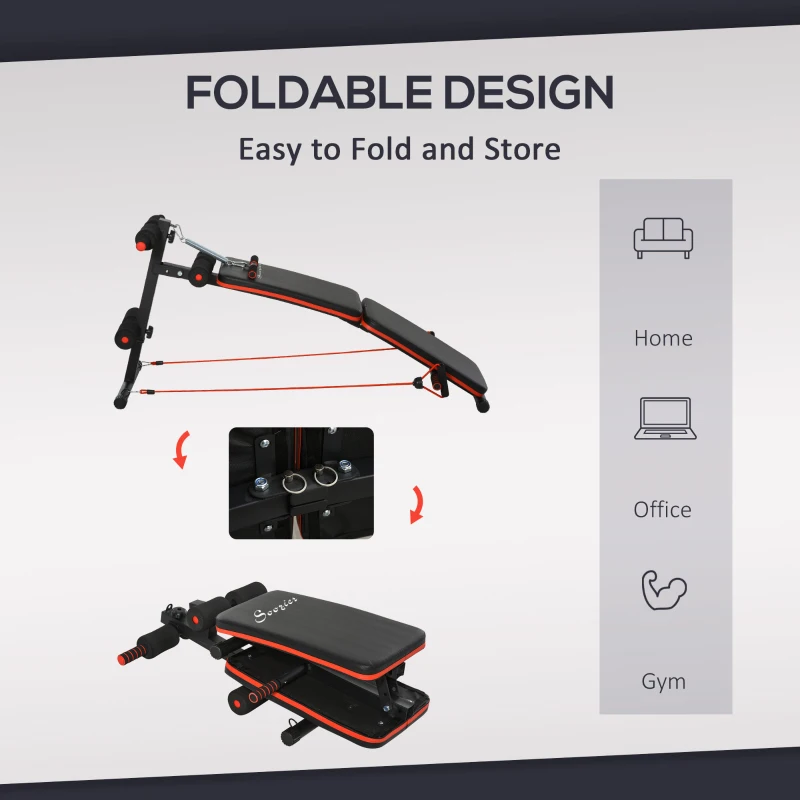 Soozier Foldable Sit Up Bench Core Workout for Home Gym Black