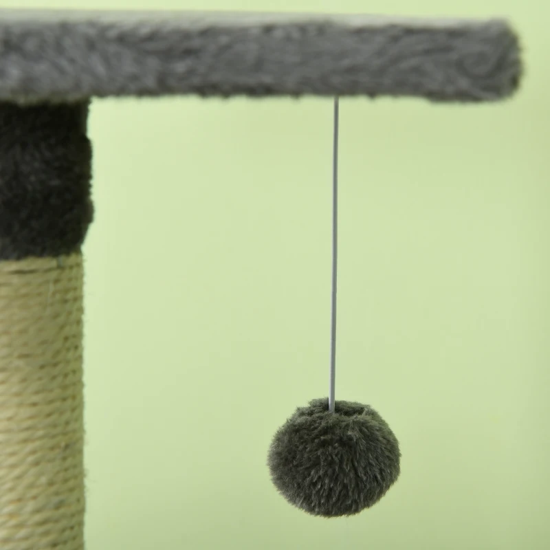 PawHut 46Inch Scratching Cat Tree, Multi Level Cat Tower for Large Cats Adult with Toys and Condo, Grey
