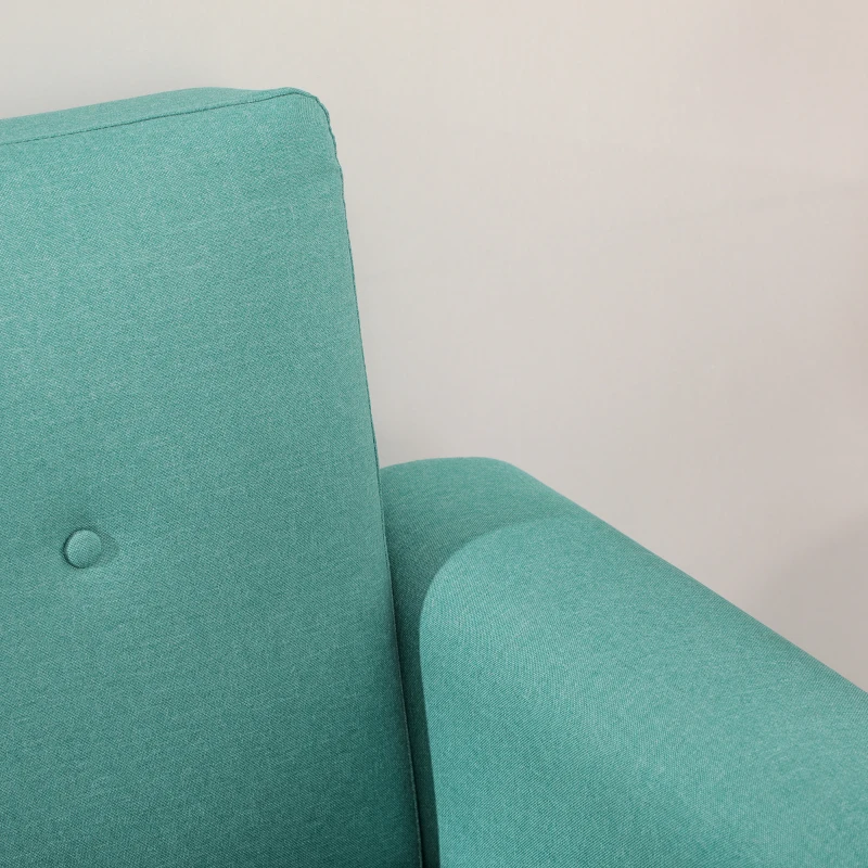 HOMCOM 3 Seater Sofa, Upholstered Couch for Bedroom, Modern Sofa Settee with Padded Cushion, Button Tufting and Wood Legs for Living Room, Green