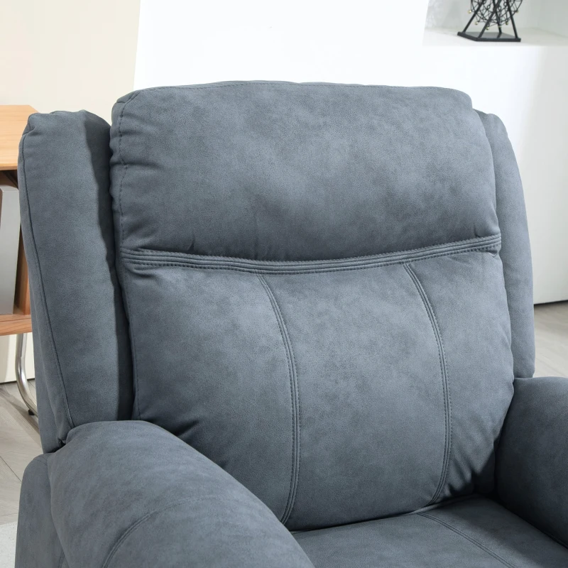 HOMCOM Manual Recliner Chair with Vibration Massage, Side Pockets, Microfibre Reclining Chair for Living Room, Blue-Grey