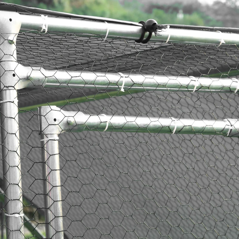 PawHut 9.2' x 6.3' Metal Chicken Coop, Galvanized Walk-in Hen House, Poultry Cage Outdoor Backyard with Waterproof UV-Protection Cover for Rabbits, Ducks