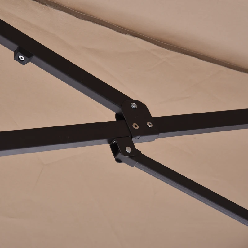 Outsunny 15'x 8.7' Outdoor Patio Umbrella with Twin Canopy Backyard Umbrella with Lift Crank Tan