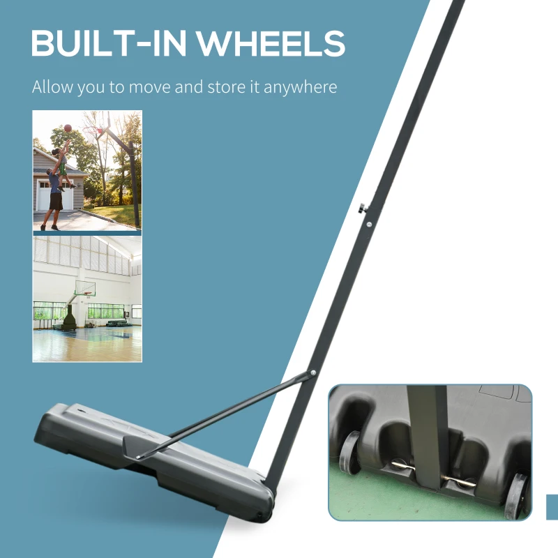 Soozier Portable Basketball Hoop System Stand with Backboard, Wheels, Height Adjustable 8FT-10FT for Outdoor Use, Black