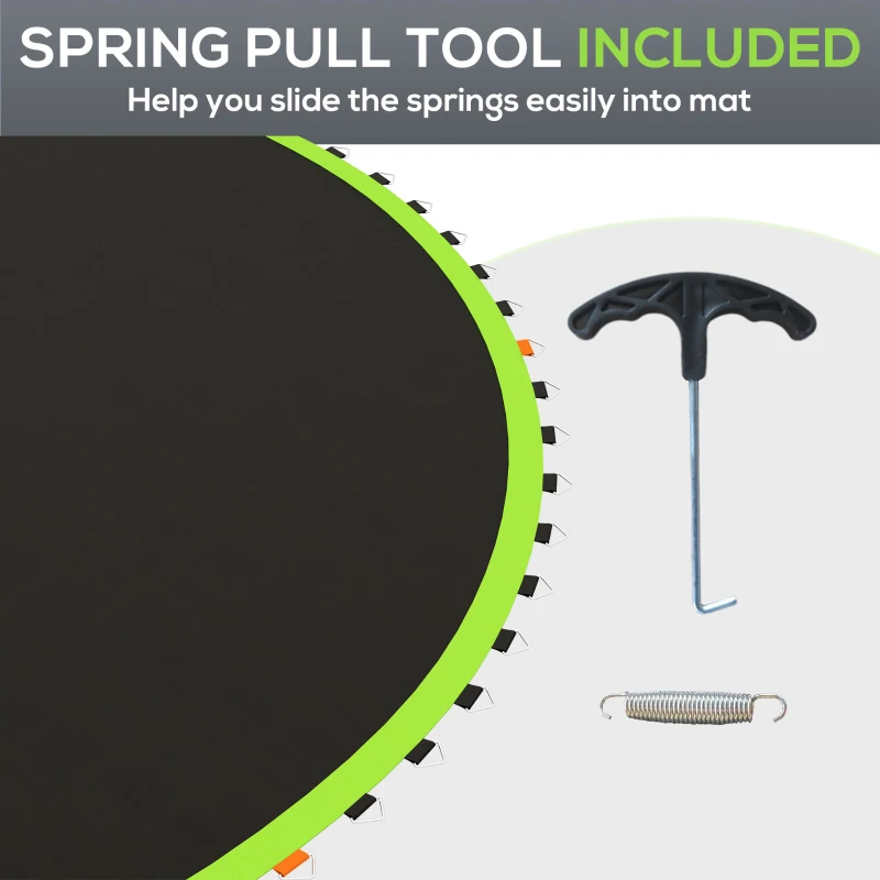Soozier Trampoline Mat Replacement with Spring Pull Tool and 72 V-Hooks, Fits 12ft Trampoline, Using 5.5" Springs, Green