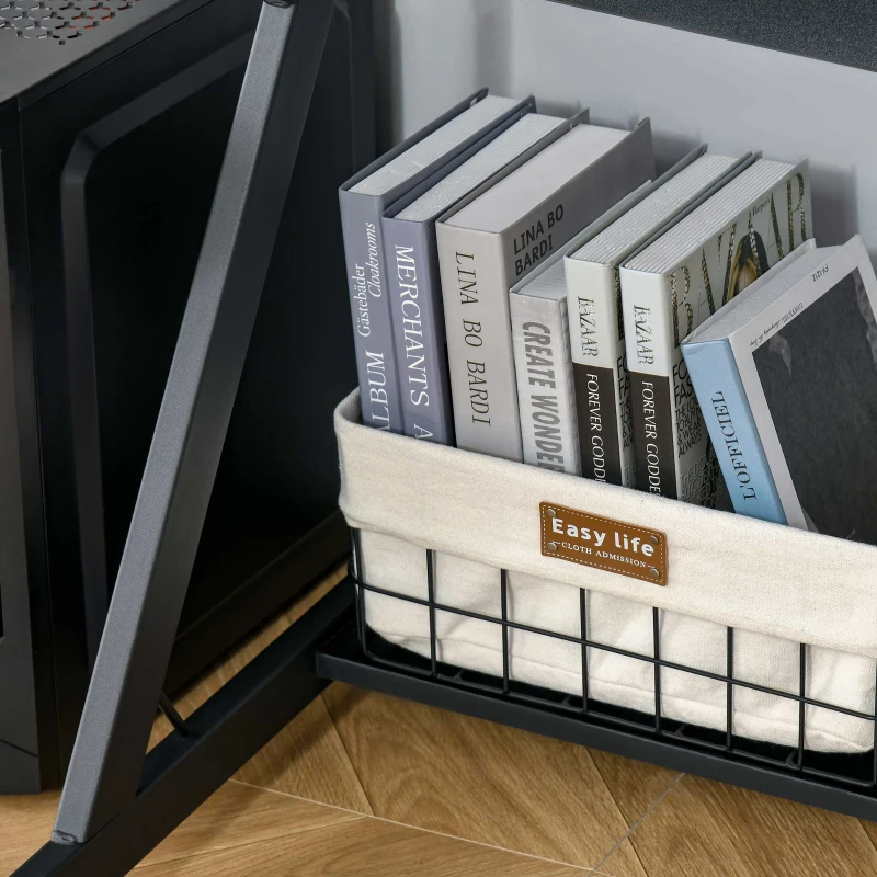 HOMCOM 39" Compact Computer Desk, Industrial Z-Shaped Writing Desk with Monitor Shelf and Storage, Workstation for Home Office, Black