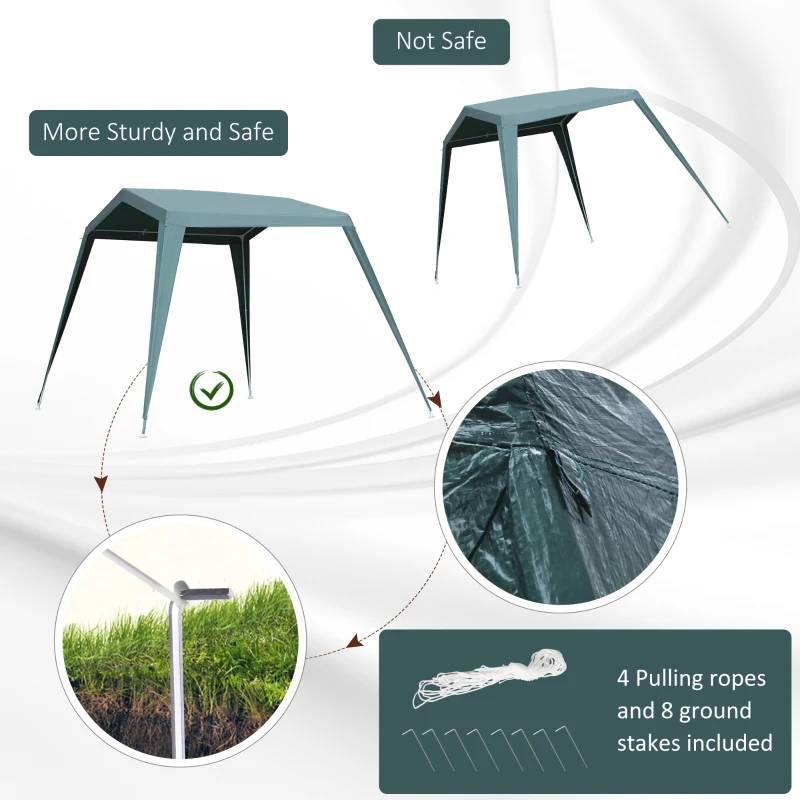 Outsunny 11x8ft Party Tent, Portable Canopy Tent Outdoor Gazebo Activity Sun Shelter w/ Slant Leg for Garden Carport Green
