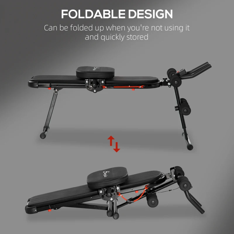 Soozier Multi-Purpose Ab Workout Equipment, Foldable Ab Machine, Adjustable Sit Up Bench & Weight Bench, Abdominal Cruncher with Resistance Bands & LCD Display