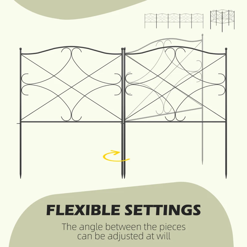 Outsunny 5 Pack Garden Fencing Linear Length 10 Feet Decorative Outdoor Fence Panels, Rustproof Metal Wire Border Edging Animal Barrier, 24 x 31-Inch per Piece, Black