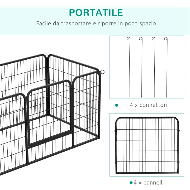 PawHut 32"W 4-Panel Metal Dog Pen Exercise Pet Playpen Dog Indoor/Outdoor Fence, Black