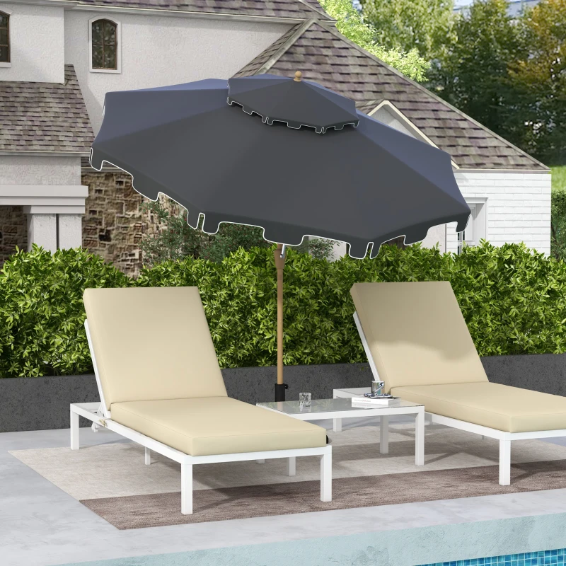 Outsunny 8.8' Patio Umbrella with Push Button Tilt and Crank, Dark Gray