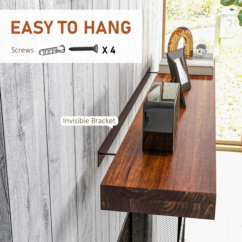 HOMCOM 48" Fireplace Mantel, Fir Wood Floating Shelf, Wall Mounted, Brown