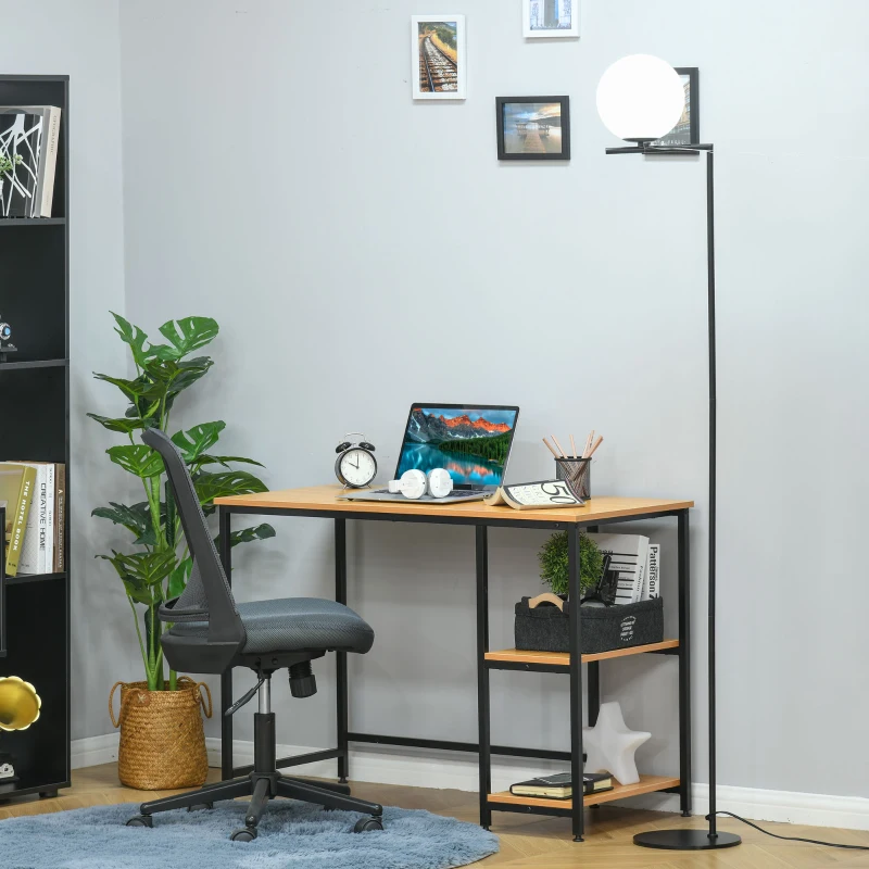 HOMCOM Metal Floor Lamp, Standing Light with 350° Adjustable Lampshade for Living Room, Bedroom, Office, Black