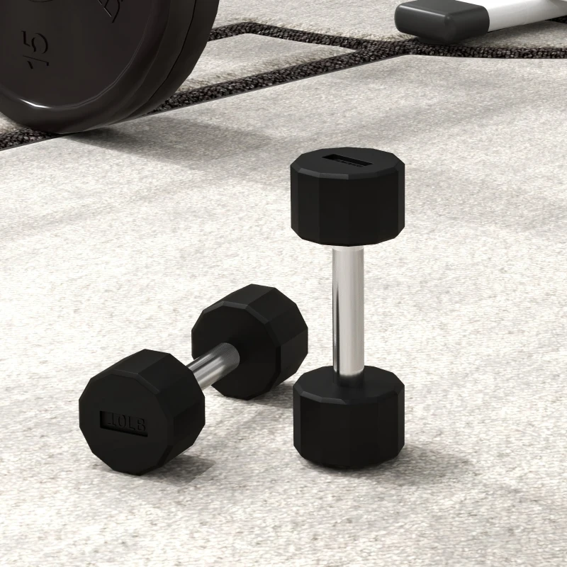 Soozier 2 x 10lbs Dumbbells Set with Non-Slip Grip, Rubber Covered Weights for Men Women Home Gym Workout