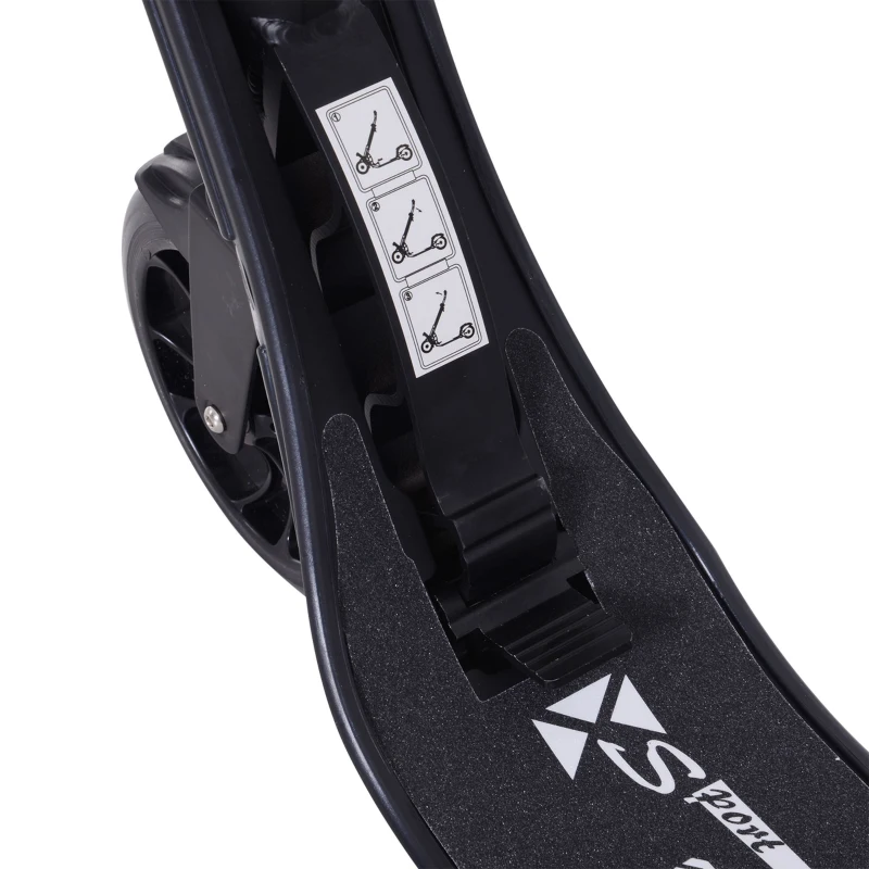 Soozier Foldable Kick Scooter with Adjustable Handlebar, Rear Brake, Dual Shock-Absorbing and Large Solid PU Tires Aluminum Frame for 14 Years Old and Up Teens Adult, Black